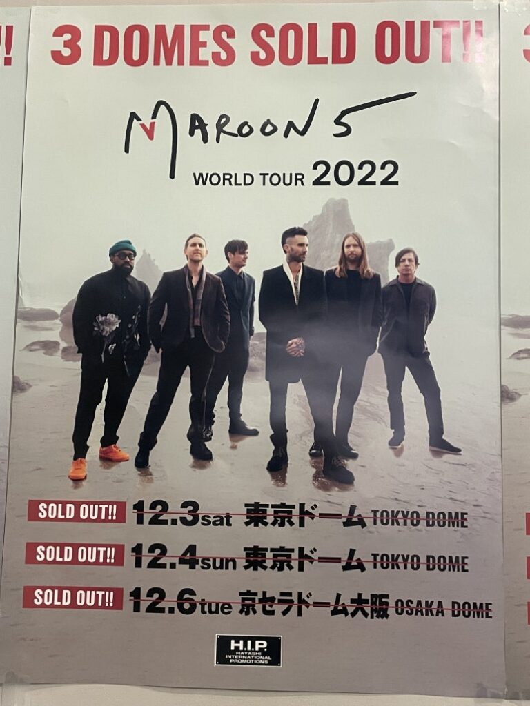 Official poster of Maroon 5 Japan Dome Tour 2022