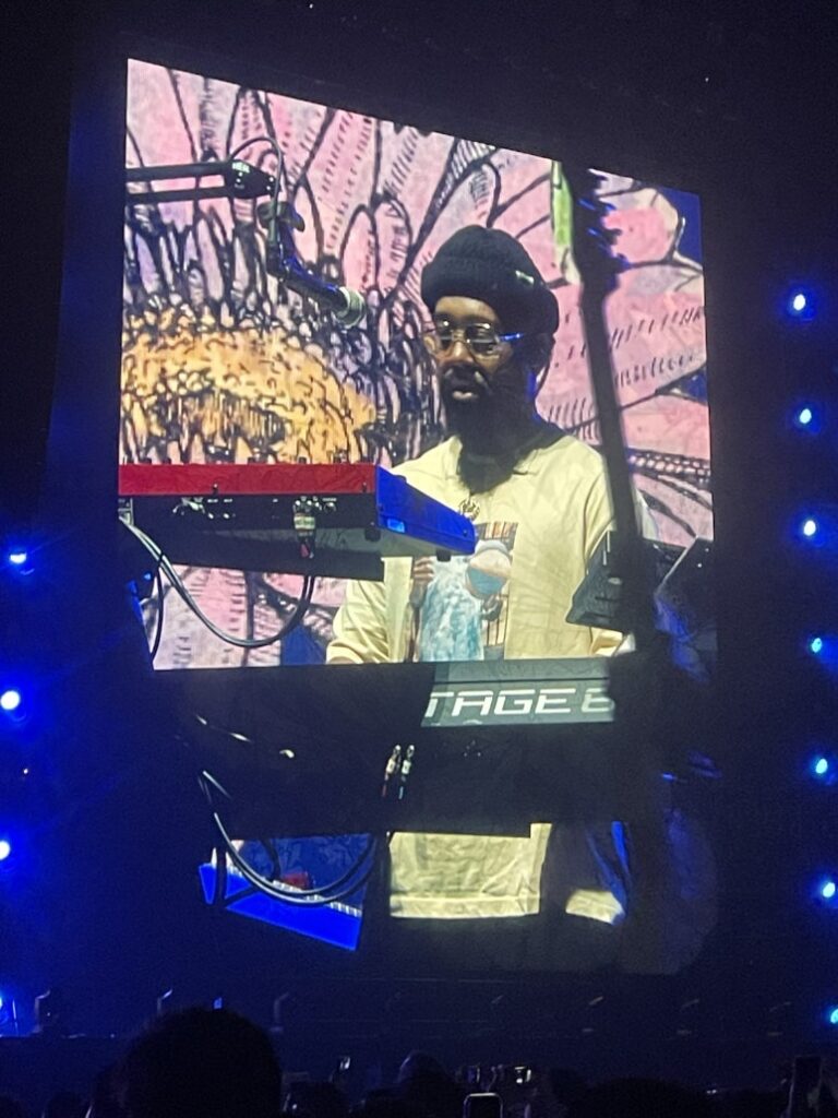 PJ Morton of Maroon 5 playing keyboard live at Kyocera Dome Osaka