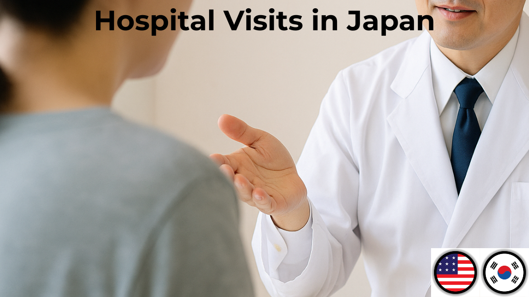 A Japanese doctor explaining to a patient during a hospital visit in Japan.