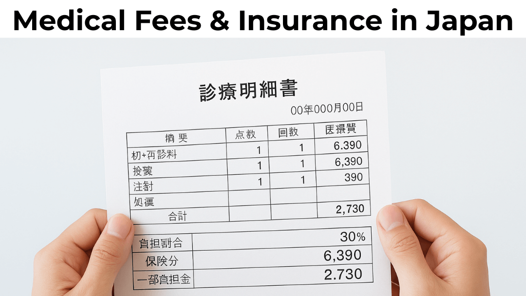 Japanese medical receipt showing hospital fees and insurance breakdown