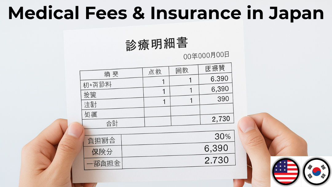 Japanese medical receipt showing hospital fees and insurance breakdown