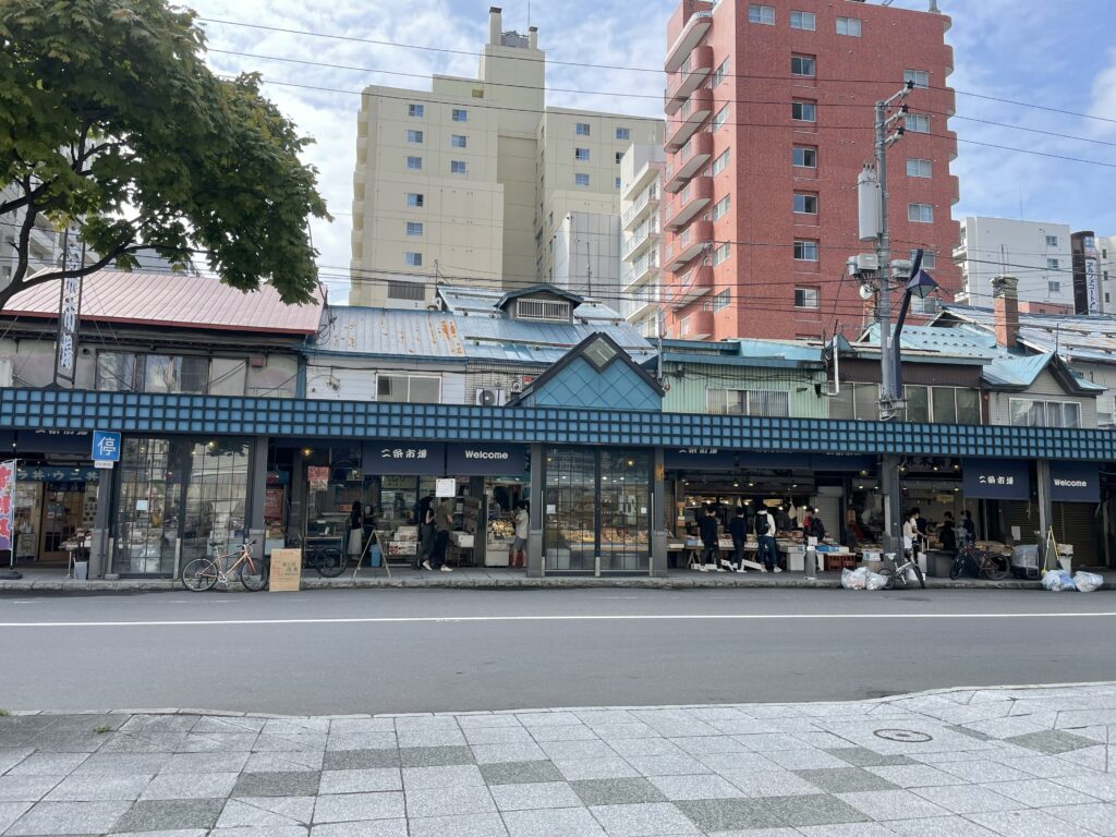 The main entrance of Nijo Market, one of the top three markets in Hokkaido, located in central Sapporo