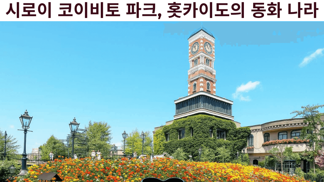 시계탑과 꽃밭, 유럽풍 건물이 어우러진 삿포로 시로이 코이비토 파크의 동화 같은 풍경