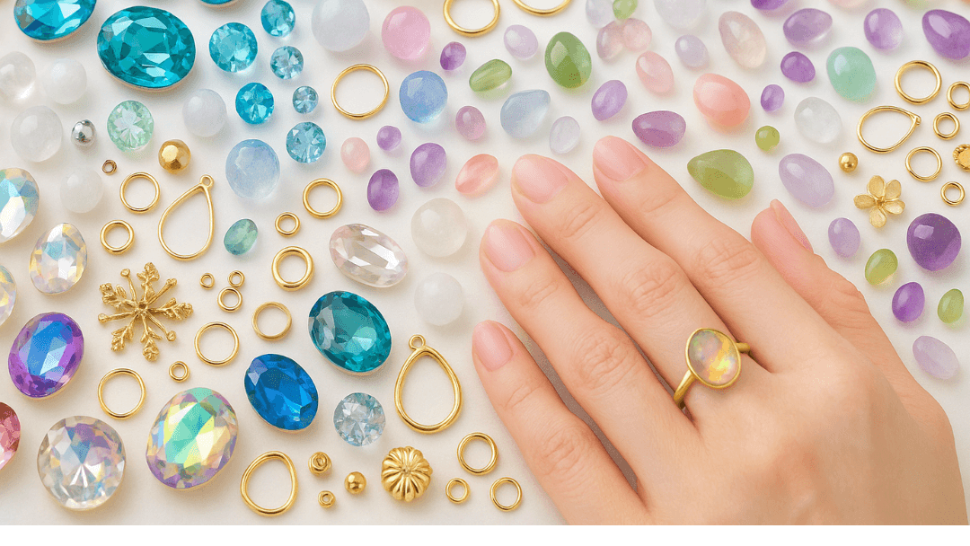Handmade accessory parts and jewelry supplies at Kiwa Seisakusyo in Osaka Umeda