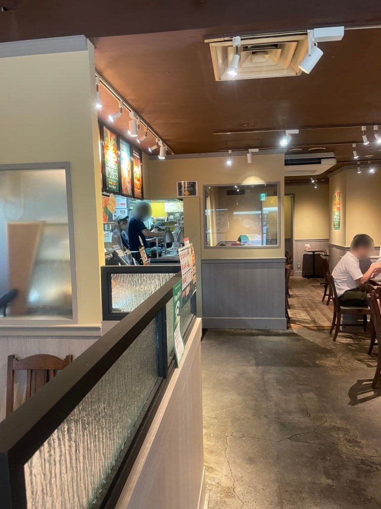 Interior seating and dining atmosphere of Freshness Burger restaurant in Japan