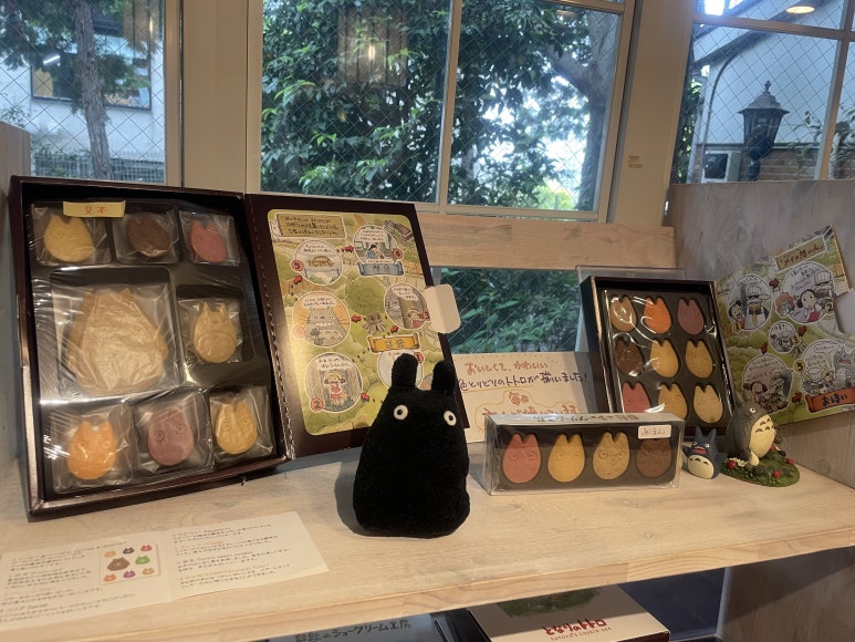 Totoro-shaped cookies inside Shirohige’s Cream Puff Factory