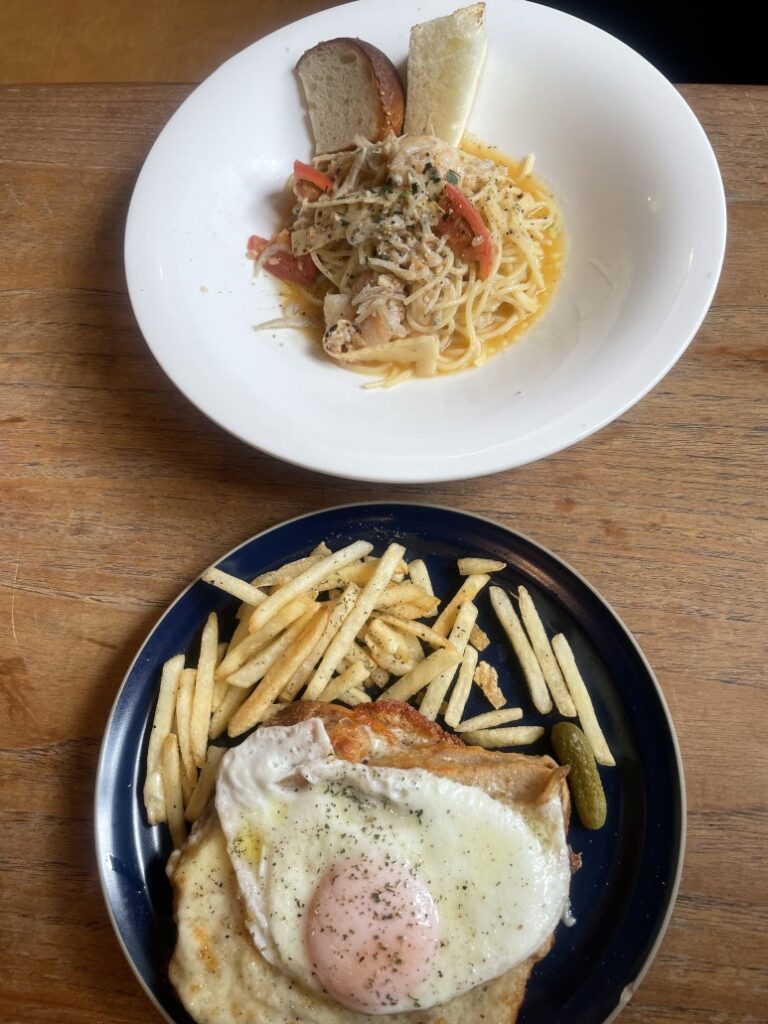 Lunch served at the second-floor café of Shirohige’s Cream Puff Factory