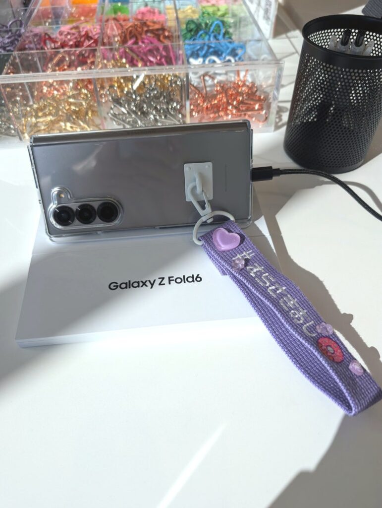 Galaxy Z Fold sample with a ring and ring pad attached