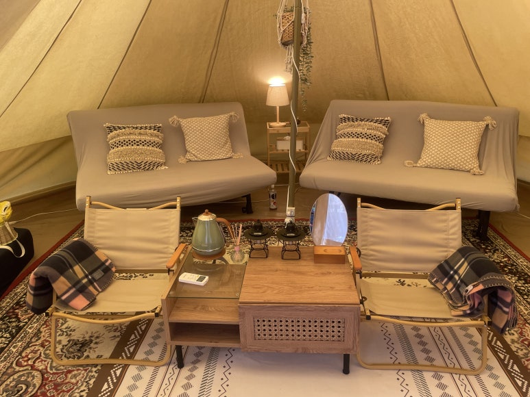 Interior view of the triangle tent