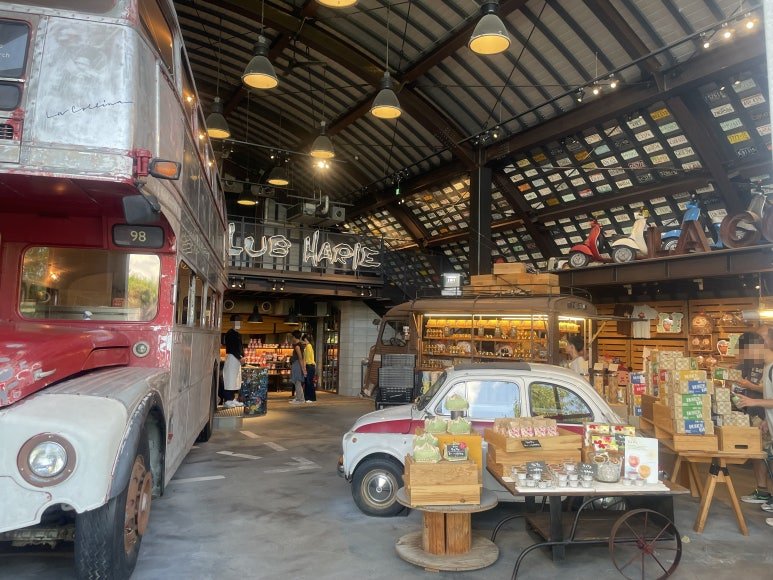 Interior design of the gift shop at La Collina