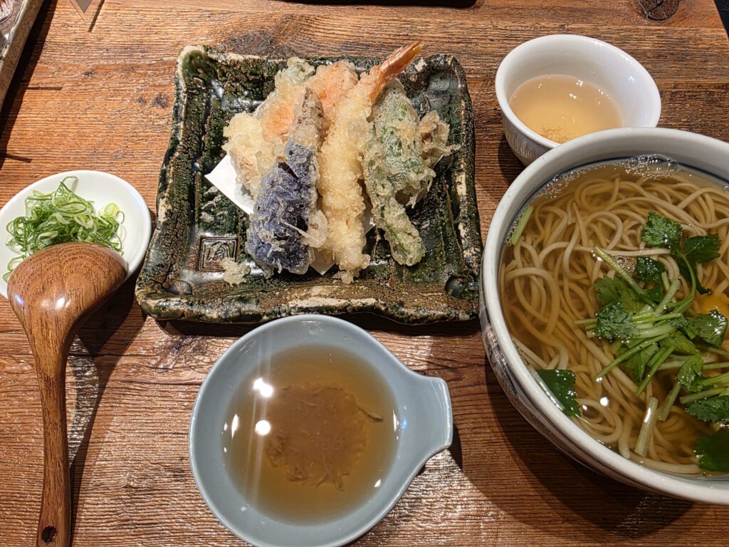 Hot tenkake soba at Teuchi Soba Shuhari Osaka